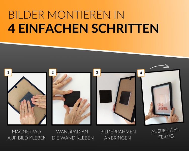 WallPad Pro - Bilder montieren ohne Bohren, 2 Stück, 10mm, 1kg Belastung