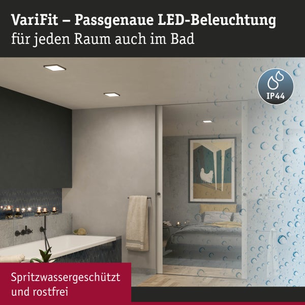 VariFit LED Einbaupanel Dim to Warm Areo IP44 eckig 175x175mm 13W 1200lm 3 Step Dim to warm Schwarz dimmbar