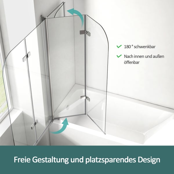 Badewannenaufsatz aus Glas mit Schwenkfunktion für flexible Badgestaltung