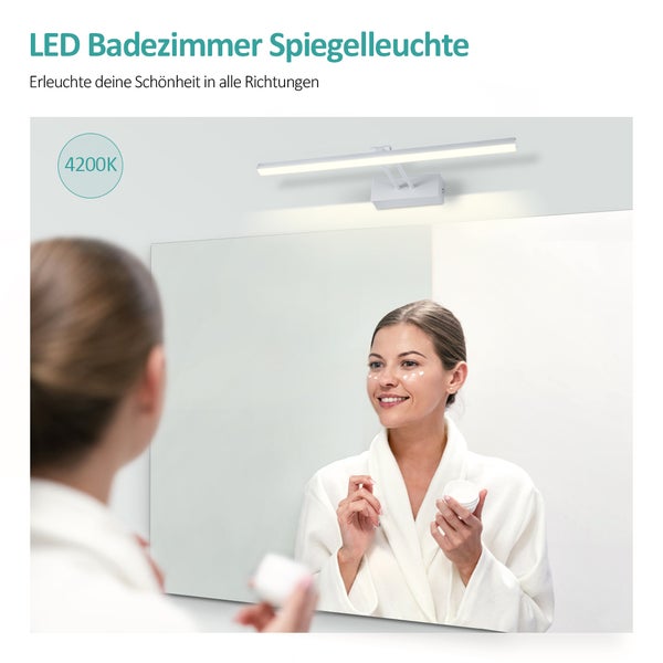 EMKE LED Spiegelleuchte Spiegellampen für das bad spiegelleuchte 40cm, 200° drehbar spiegelleuchte led badSpiegelschrank Beleuchtung 4200K IP44 Schrankleuchte (Weiß)