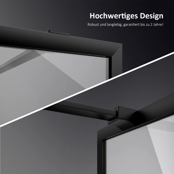 Walk-in-Dusche EMKE Eckdusche Duschabtrennung , Walk in Duschen, Glas Duschwandmit 8mm Nano-Beschichtung ESG Klares Sicherheitsglas, Schwarz, 100cm Breit , Höhe 200 cm