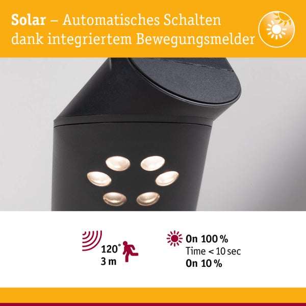 Solarleuchte mit Bewegungsmelder für automatische Aktivierung