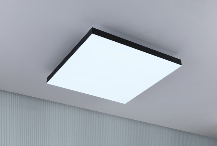 Quadratische LED Deckenleuchte mit dunklem Rahmen