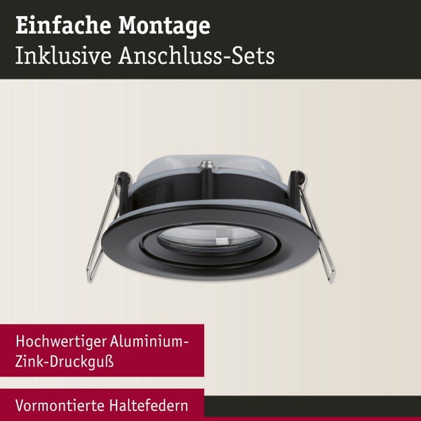 Einbauleuchte Nova Plus schwenkbar IP65 rund 93mm 30° GU5,3 / GU10 max. 35W 230/12V dimmbar Schwarz matt