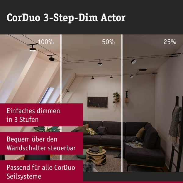 CorDuo Seilsystem 3-Step-Dim 3 Stufen Dimmer Weiß