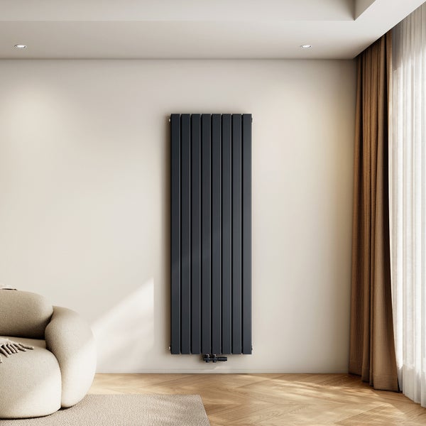 EMKE Designheizkörper 180x62 cm 2166 W Badheizkörper Vertikal Doppellagig Mittelanschluss Anthrazit