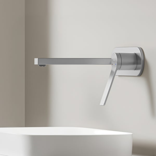 EMKE Unterputz Waschtischarmatur, 2-Loch Wandmontage mit Luftsprudler, Einhebelmischer für Waschbecken und Badewanne, L 215 x H 210 x Ø 17 mm, Chrom
