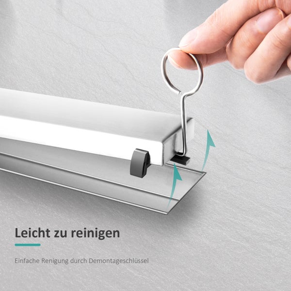 Abbildung eines Reinigungsmechanismus für ein Produkt mit einem Demontageschlüssel für eine einfache Reinigung