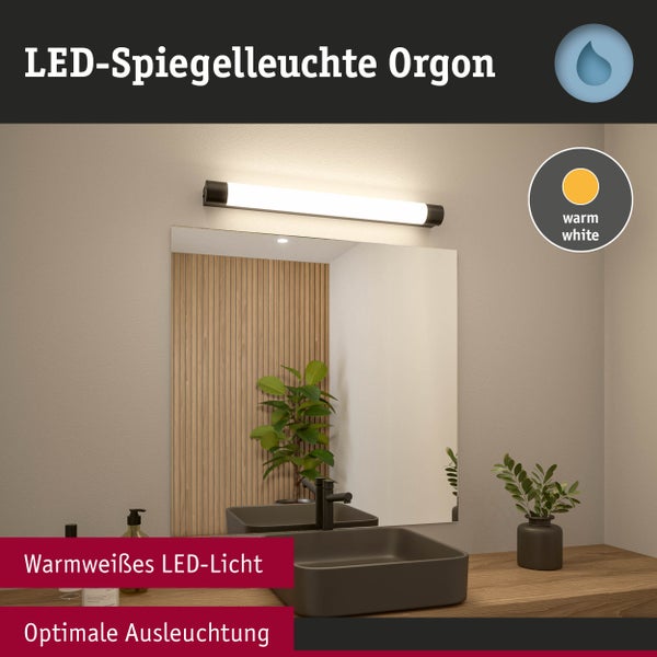 Selection Bathroom LED Spiegelleuchte Orgon Steckdose IP44 3000K 850lm 230V 10,5W Schwarz