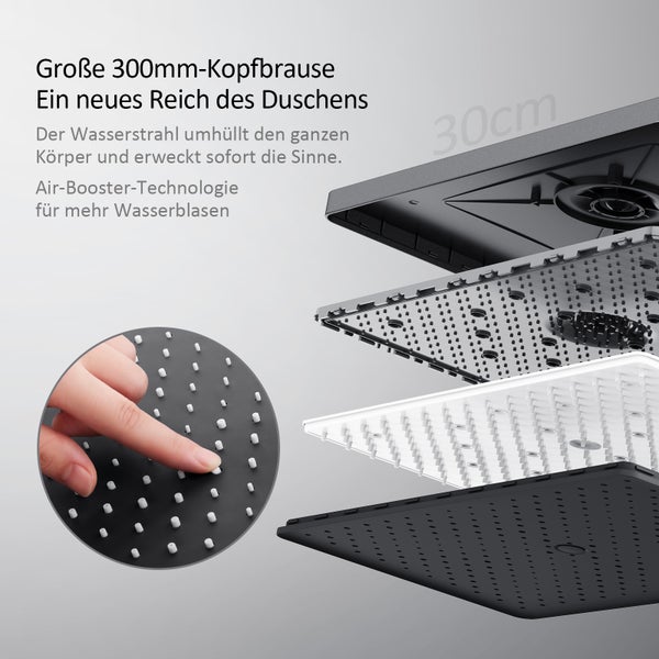 300 Millimeter Duschkopf mit Air-Booster-Technologie für mehr Wasserblasen