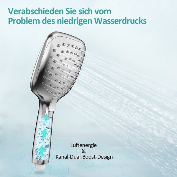 EMKE Duschkopf mit 3 Strahlarten – Regendusche Handbrause, Chrom, Universelle G1/2 Schnittstelle, Hochdruck Wassersparend für Badezimmer