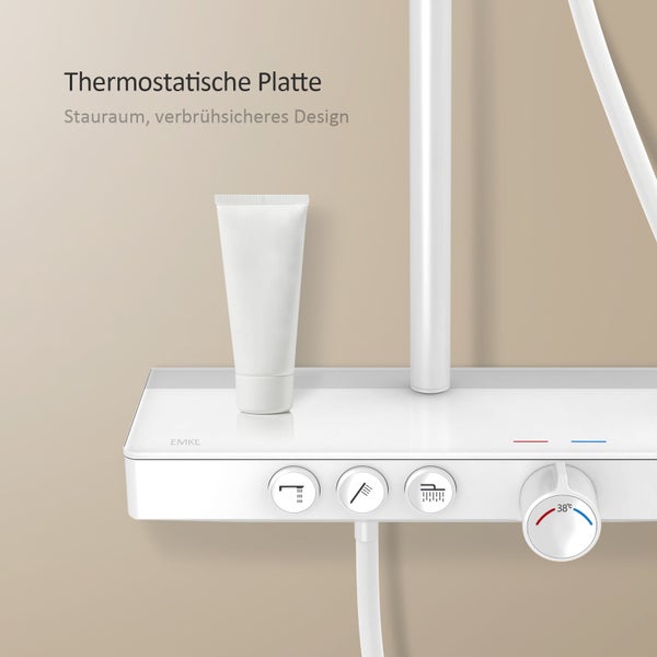 Thermostatarmatur mit Ablagefläche und Duschgel