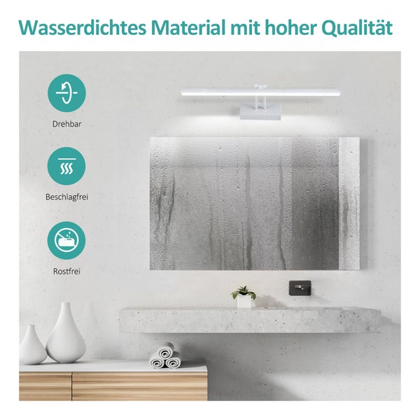 EMKE LED Spiegelleuchte Spiegellampen für das bad spiegelleuchte 40cm, 200° drehbar spiegelleuchte led badSpiegelschrank Beleuchtung 6500K IP44 Schrankleuchte (Weiß)