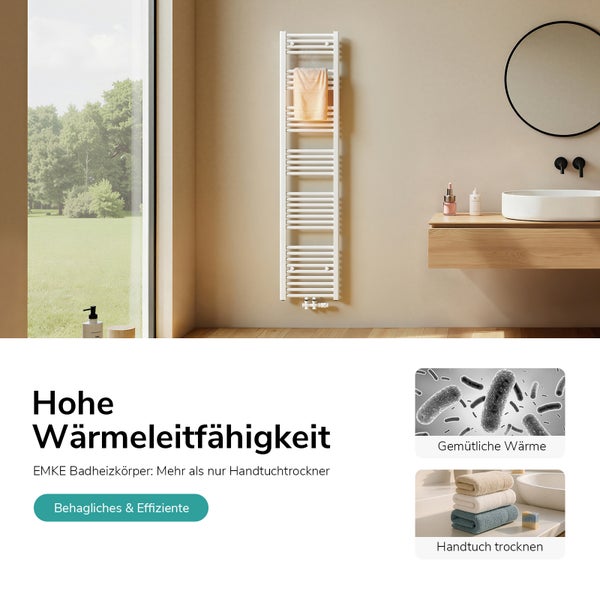 Badezimmer Szene mit weißem Heizkörper und Handtuch