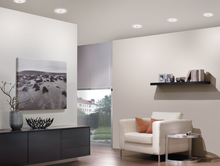 Premium LED Einbauleuchte Whirl Einzelleuchte rund 150mm 6,9W 450lm 230V 3000K Alu gedreht, Satin