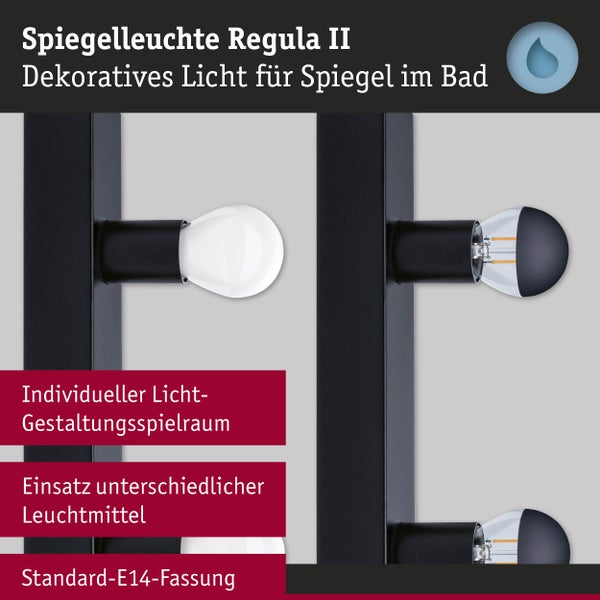Spiegelleuchte Regula II IP44 E14 230V max. 3x40W dimmbar Schwarz