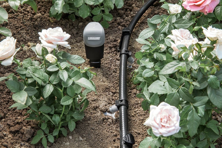 Eine Hand hält einen Kärcher Feuchtigkeitssensor.