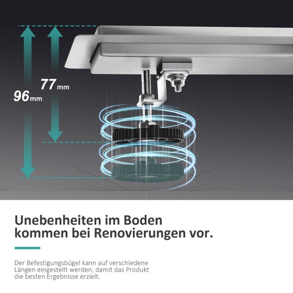 EMKE Duschrinne Edelstahl 50cm Komplettset Befliesbar Bodenablauf Dusche Siphon mit Geruchsstop und Haarsieb Randablauf, Duschablauf Ablaufrinne Dusche Doppelseitige Duschabfluss für Badezimmer
