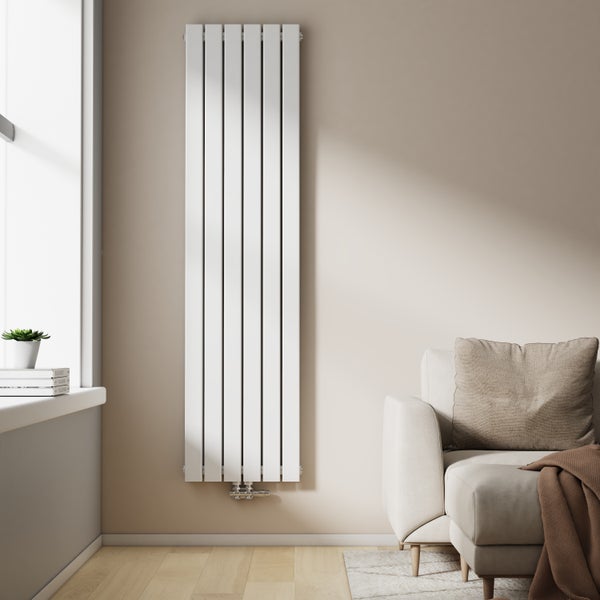 EMKE Heizkörper Flach Designheizkörper, Paneelheizkörper Vertikal, Doppellagig, Mittelanschluss, 180x46cm, 1670W, Weiß
