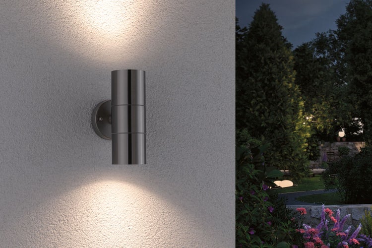 Wandleuchte Flame IP44 60mm max. 2x10W 230V Edelstahl gebürstet Edelstahl