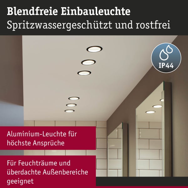 LED Einbauleuchte 3-Step-Dim Cole Coin 6er-Set IP44 rund 88mm Coin 6x6W 6x470lm 230V dimmbar 2700K Schwarz, Gold matt