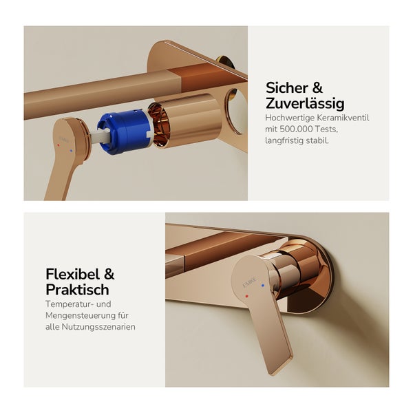 Detailansicht einer Armatur mit Temperatur- und Mengensteuerung