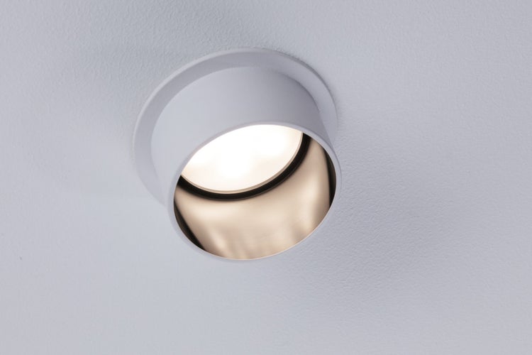 LED Einbauleuchte 3-Step-Dim Gil Coin IP44 rund 68mm Coin 6W 470lm 230V dimmbar 2700K Weiß matt, Eisen gebürstet