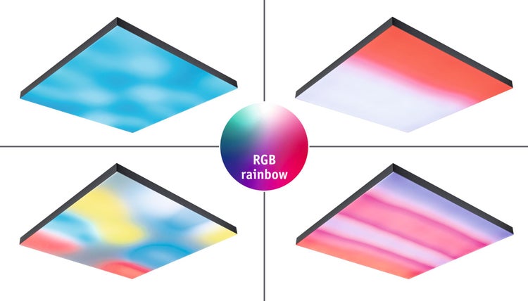 Quadratische LED-Deckenleuchte mit verschiedenen Lichtfarben