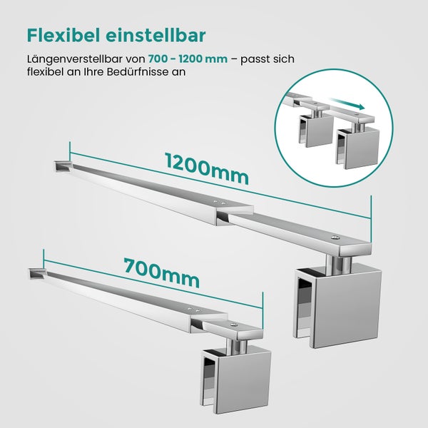 Duschkabinen Stabilisationsstange, einstellbare Länge von 700 bis 1200 Millimeter