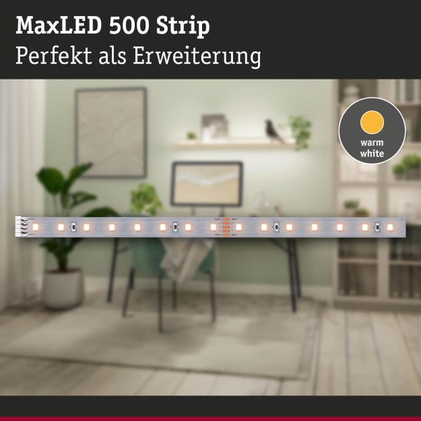 MaxLED 500 Strip zur Erweiterung in einem Wohnraum mit warmer Beleuchtung