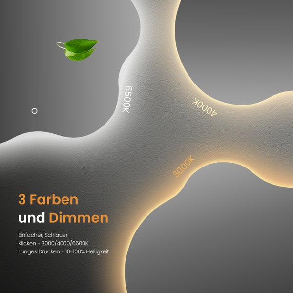 Dekorative Lampe mit drei Farben und Dimmfunktion.