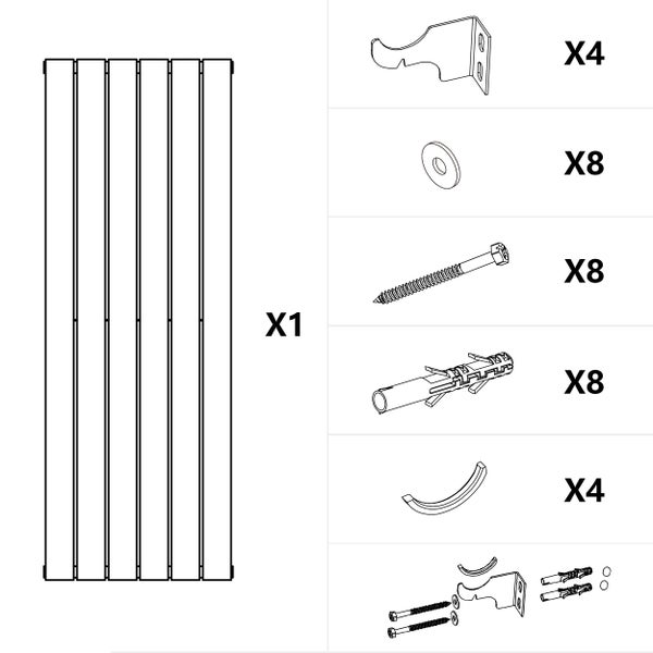 EMKE Designheizkörper 160×30 cm, Ventilheizkörper Vertikal, Doppellagig, Anschluss Beidseitig unten,  889 W,  Schwarz