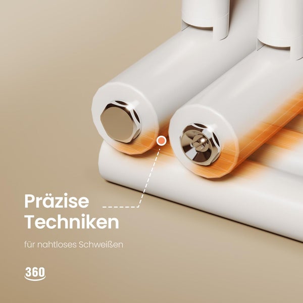 EMKE Badheizkörper mit Handtuchfunktion 1265×600 mm Rundrohr, Warmwasserheizung, Weiß, 776W, Stahl, Wandmontage, für Badezimmer geeignet