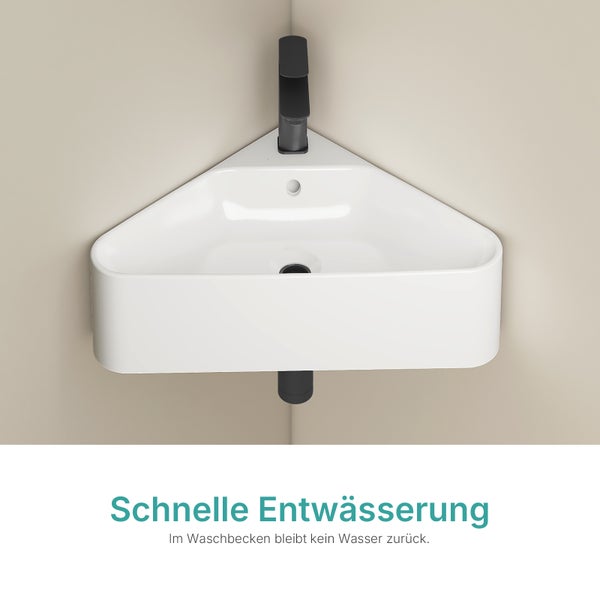 Eckwaschbecken mit Armatur für die Badgestaltung