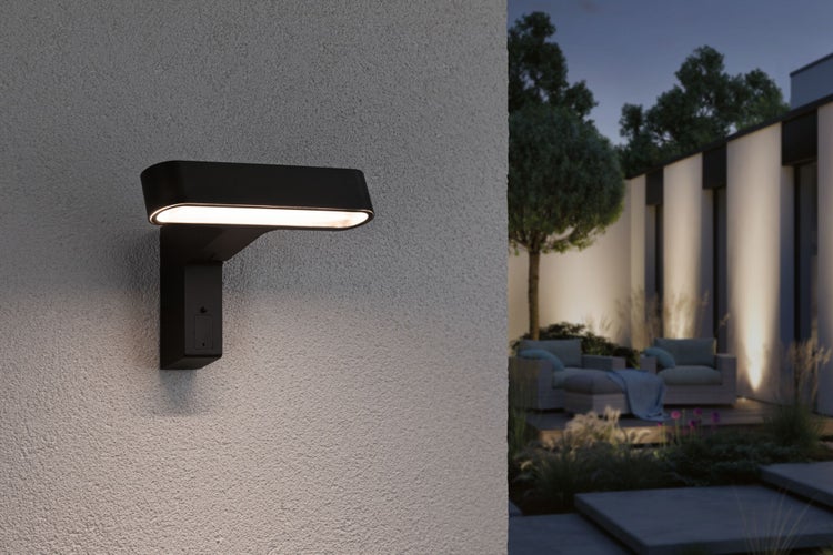 House LED Außenwandleuchte Ito Bewegungsmelder Horizontale Ausrichtung IP44 227x159mm 3000K 6W 450lm 230V 65° Anthrazit Metall, Kunststoff