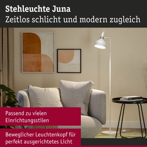 Stehleuchte Juna E14 max. 20W Weiß matt, Champagner Metall