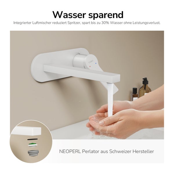 Wasserhahn mit Perlator und wassersparender Funktion im Badezimmer