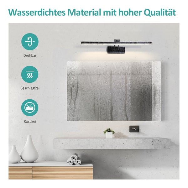 EMKE LED Spiegelleuchte Spiegellampen für das bad spiegelleuchte 40cm, 200° drehbar spiegelleuchte led badSpiegelschrank Beleuchtung 4200K  Schrankleuchte (Schwarz)