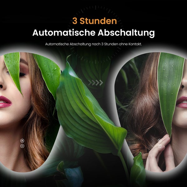 EMKE LED Badspiegel 70x50 cm, asymmetrisches Design, 3 dimmbare Lichtfarben & Helligkeit einstellbar, beschlagfrei, Memory-Funktion, horizontal & vertikal montierbar, IP44, für Bad