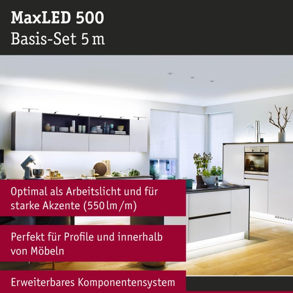 MaxLED 500 Basisset 5 Meter im Küchenanwendungsbeispiel