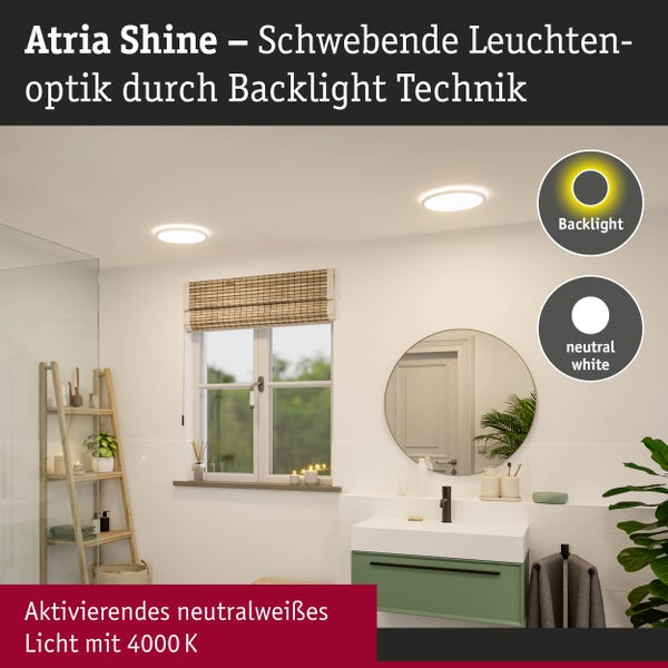 LED Panel Atria Shine Backlight IP44 rund 293mm 16W 1600lm 4000K Weiß