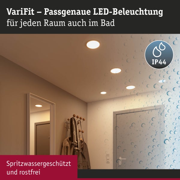 VariFit LED Einbaupanel Areo IP44 rund 118mm 6,5W 550lm 3000K Chrom matt