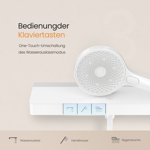 Duschsystem mit Regendusche, Handbrause und Wasserauslass