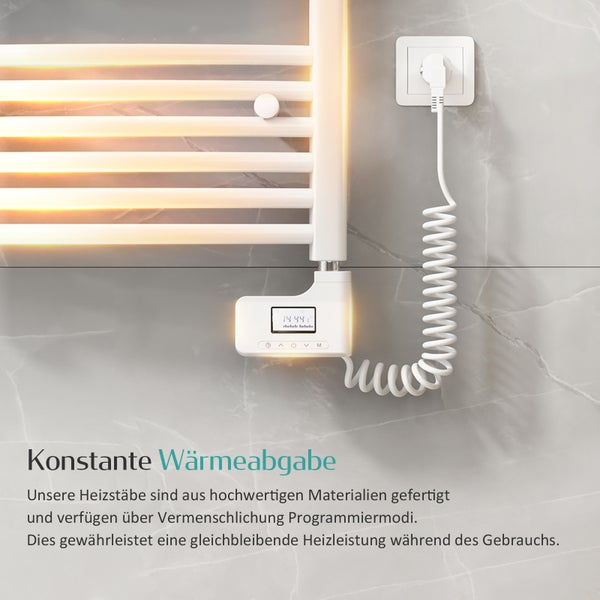 EMKE Heizstab mit Thermostat und LCD Display 900W, Heizpatrone für Badheizkörper Heizelement aus Edelstahl Heizungen Heizkörper Heizelemente