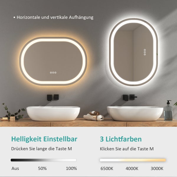 EMKE Spiegel Oval Badspiegel mit Beleuchtung HORNBACH