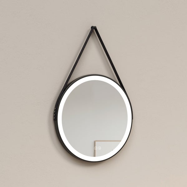 Runder Spiegel mit LED-Beleuchtung und Aufhängeband