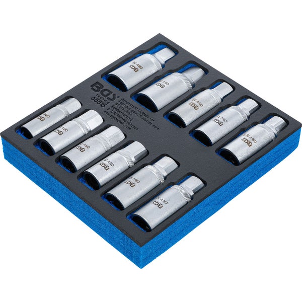 BGS technic Steckschlüssel Satz aus Chrom Vanadium Stahl in Schaumstoffeinlage zur geordneten Werkzeugaufbewahrung