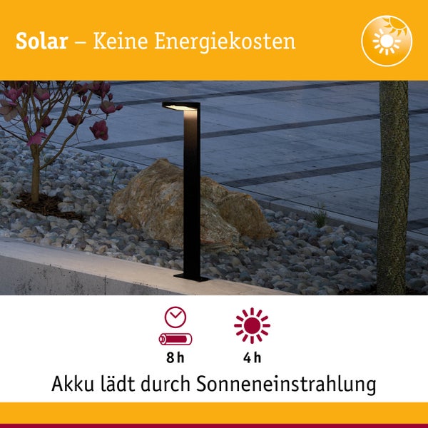Solar LED Pollerleuchte Ryse Bewegungsmelder IP44 3000K 30lm Anthrazit