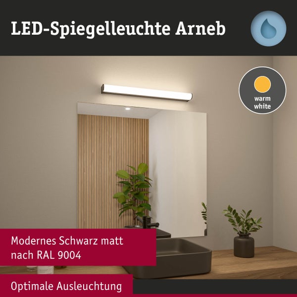 Selection Bathroom LED Wandleuchte Arneb IP44 3000K 1000lm 230V 12,5W Schwarz