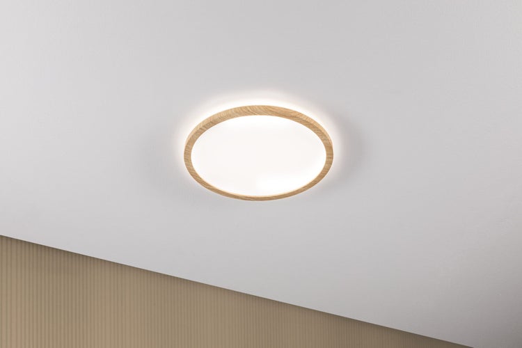 LED Panel Atria Shine Backlight IP44 rund 293mm 16W 1600lm 4000K Holzoptik